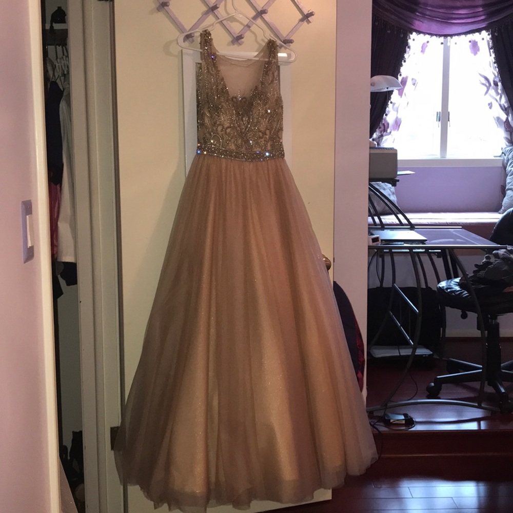 Beautiful Terani Couture Blush Sparkly Dress